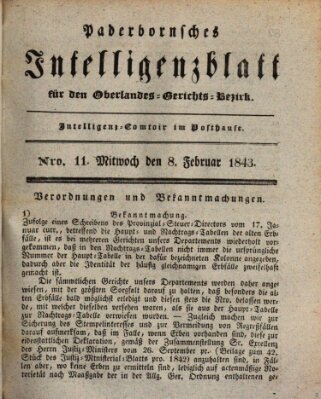 Paderbornsches Intelligenzblatt Mittwoch 8. Februar 1843