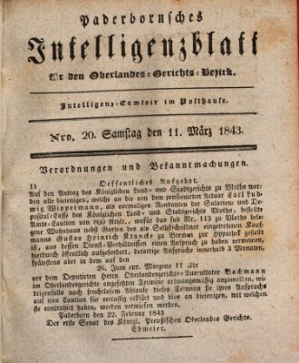 Paderbornsches Intelligenzblatt Samstag 11. März 1843