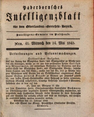 Paderbornsches Intelligenzblatt Mittwoch 24. Mai 1843