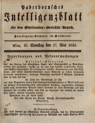 Paderbornsches Intelligenzblatt Samstag 27. Mai 1843