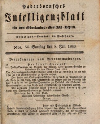 Paderbornsches Intelligenzblatt Samstag 8. Juli 1843