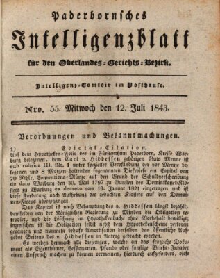 Paderbornsches Intelligenzblatt Mittwoch 12. Juli 1843