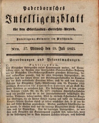 Paderbornsches Intelligenzblatt Mittwoch 19. Juli 1843