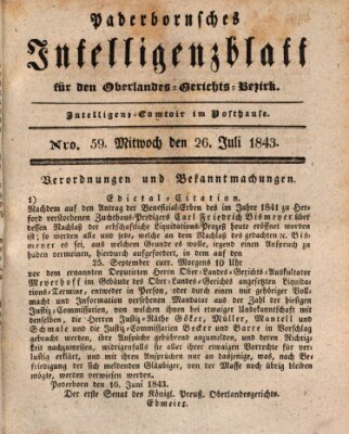 Paderbornsches Intelligenzblatt Mittwoch 26. Juli 1843