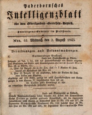 Paderbornsches Intelligenzblatt Mittwoch 2. August 1843