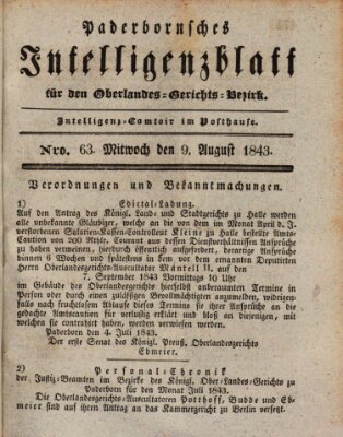 Paderbornsches Intelligenzblatt Mittwoch 9. August 1843