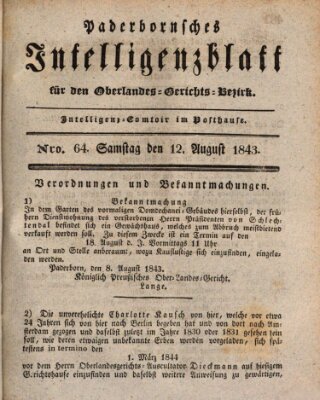 Paderbornsches Intelligenzblatt Samstag 12. August 1843