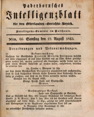 Paderbornsches Intelligenzblatt Samstag 19. August 1843