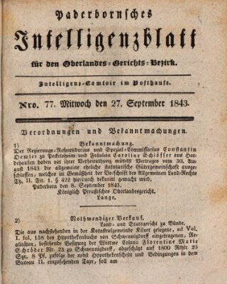 Paderbornsches Intelligenzblatt Mittwoch 27. September 1843