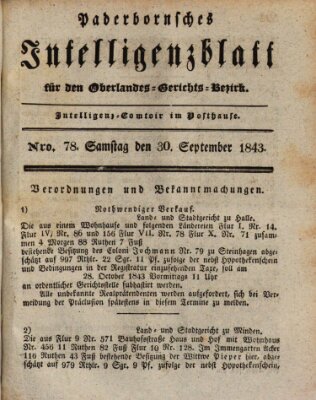 Paderbornsches Intelligenzblatt Samstag 30. September 1843