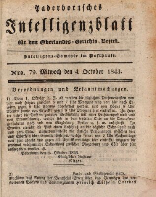 Paderbornsches Intelligenzblatt Mittwoch 4. Oktober 1843