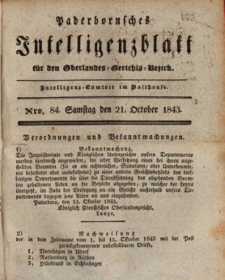 Paderbornsches Intelligenzblatt Samstag 21. Oktober 1843