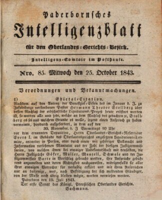 Paderbornsches Intelligenzblatt Mittwoch 25. Oktober 1843