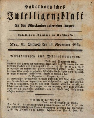 Paderbornsches Intelligenzblatt Mittwoch 15. November 1843