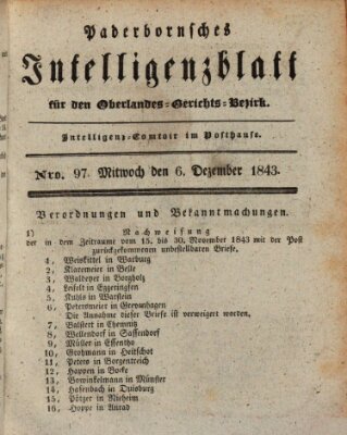 Paderbornsches Intelligenzblatt Mittwoch 6. Dezember 1843