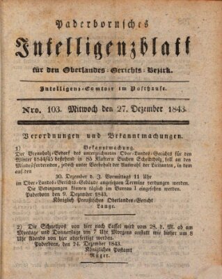 Paderbornsches Intelligenzblatt Mittwoch 27. Dezember 1843