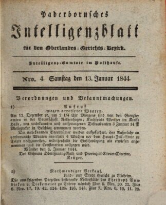 Paderbornsches Intelligenzblatt Samstag 13. Januar 1844