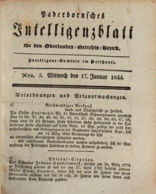 Paderbornsches Intelligenzblatt Mittwoch 17. Januar 1844