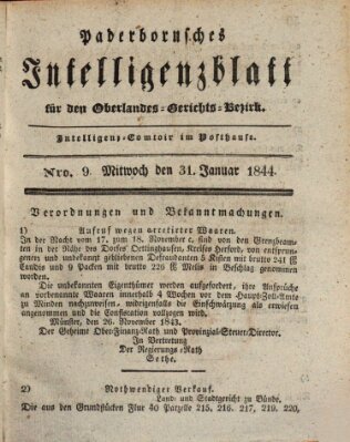 Paderbornsches Intelligenzblatt Mittwoch 31. Januar 1844