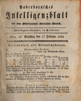 Paderbornsches Intelligenzblatt Samstag 17. Februar 1844