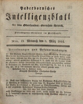 Paderbornsches Intelligenzblatt Mittwoch 6. März 1844