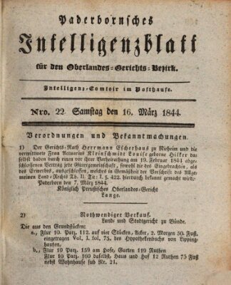 Paderbornsches Intelligenzblatt Samstag 16. März 1844