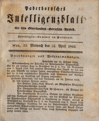 Paderbornsches Intelligenzblatt Samstag 27. April 1844