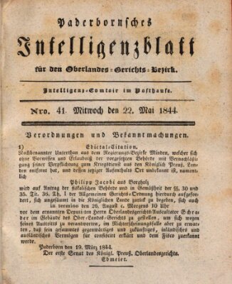 Paderbornsches Intelligenzblatt Mittwoch 22. Mai 1844