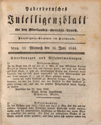 Paderbornsches Intelligenzblatt Mittwoch 26. Juni 1844