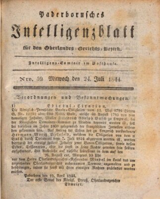 Paderbornsches Intelligenzblatt Mittwoch 24. Juli 1844