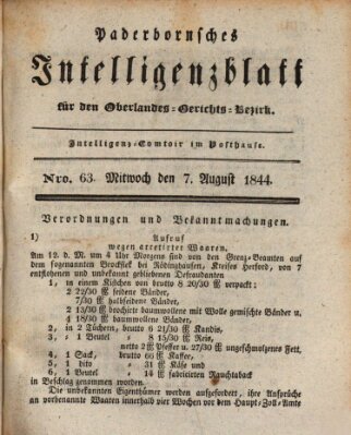 Paderbornsches Intelligenzblatt Mittwoch 7. August 1844