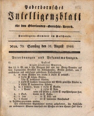 Paderbornsches Intelligenzblatt Samstag 31. August 1844