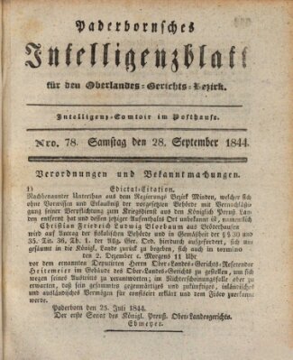 Paderbornsches Intelligenzblatt Samstag 28. September 1844