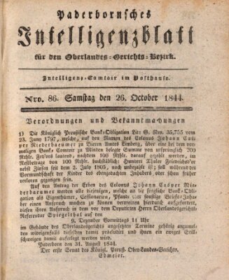 Paderbornsches Intelligenzblatt Samstag 26. Oktober 1844