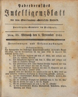 Paderbornsches Intelligenzblatt Mittwoch 6. November 1844