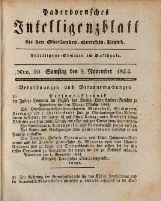 Paderbornsches Intelligenzblatt Samstag 9. November 1844