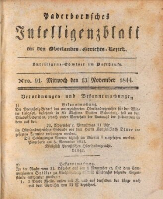 Paderbornsches Intelligenzblatt Mittwoch 13. November 1844