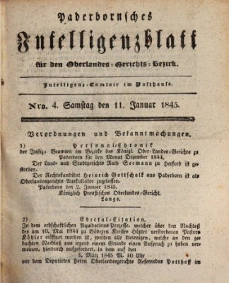 Paderbornsches Intelligenzblatt Samstag 11. Januar 1845