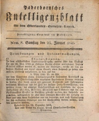 Paderbornsches Intelligenzblatt Samstag 25. Januar 1845