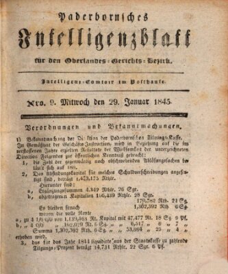 Paderbornsches Intelligenzblatt Mittwoch 29. Januar 1845