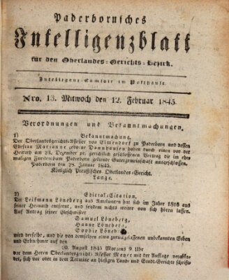 Paderbornsches Intelligenzblatt Mittwoch 12. Februar 1845