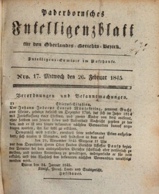 Paderbornsches Intelligenzblatt Mittwoch 26. Februar 1845