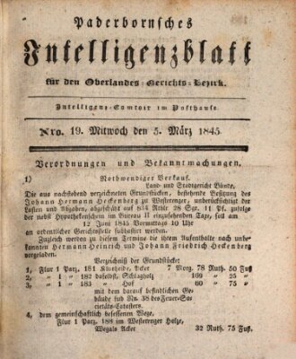 Paderbornsches Intelligenzblatt Mittwoch 5. März 1845