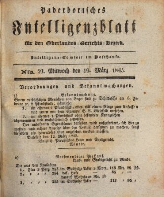 Paderbornsches Intelligenzblatt Mittwoch 19. März 1845