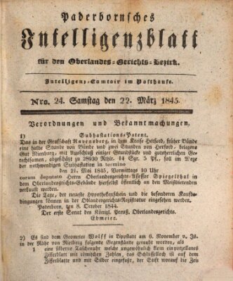 Paderbornsches Intelligenzblatt Samstag 22. März 1845