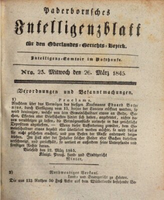 Paderbornsches Intelligenzblatt Mittwoch 26. März 1845