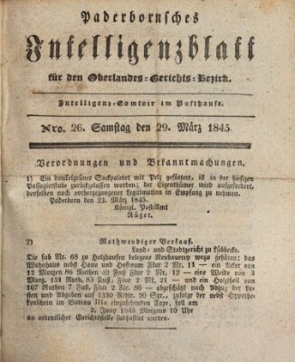 Paderbornsches Intelligenzblatt Samstag 29. März 1845