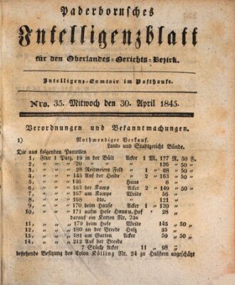 Paderbornsches Intelligenzblatt Mittwoch 30. April 1845