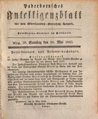 Paderbornsches Intelligenzblatt Samstag 10. Mai 1845