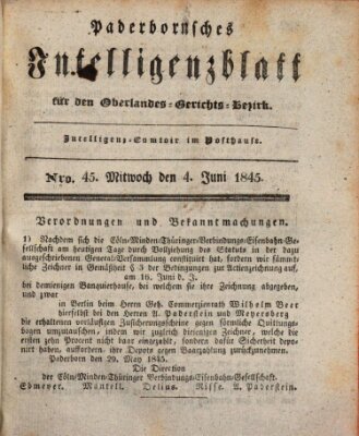 Paderbornsches Intelligenzblatt Mittwoch 4. Juni 1845